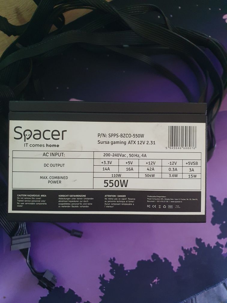Vând sursă Spacer gaming