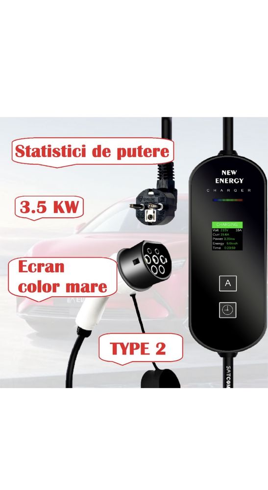 Statie de incarcare portabila pentru autovehicule electrice 8A-16A