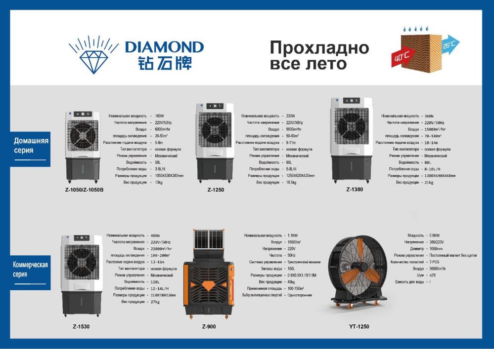 Воздушный охладитель с водой Diamond  гарантия есть