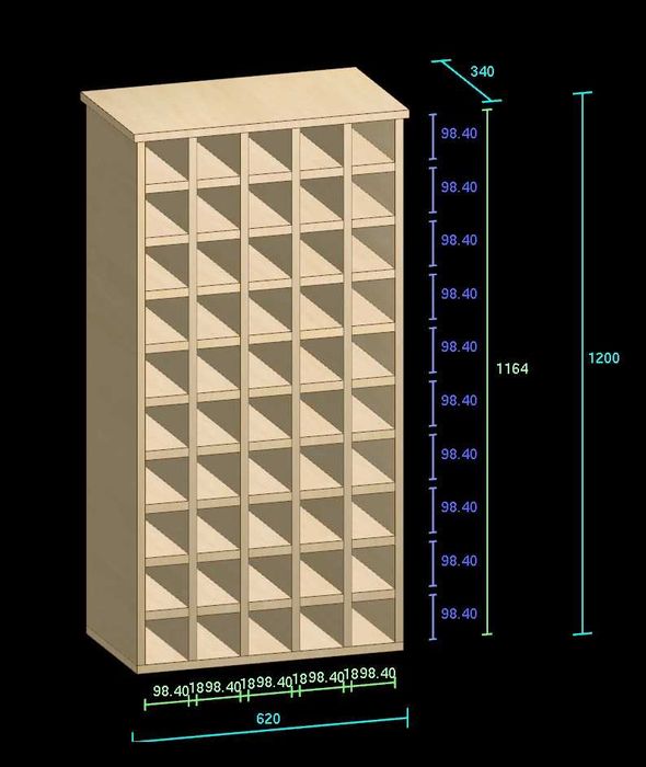 Raft compartimentat mobil 50 de spații de depozitare vin
