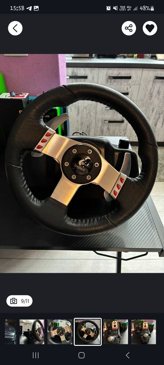 Logitech g27 волан за компютър и гейминг конзоли. -Волан,педали,шифтър
