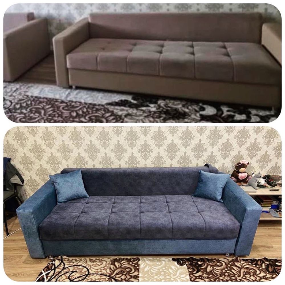Перетяжка и реставрация мягкой мебели (диван, кровать, кресло, пуфик)