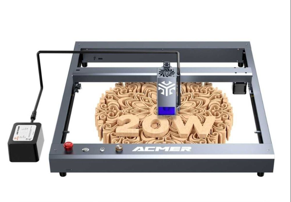 Лазер за гравиране Acmer P2 20W + комплект, всичко НОВО