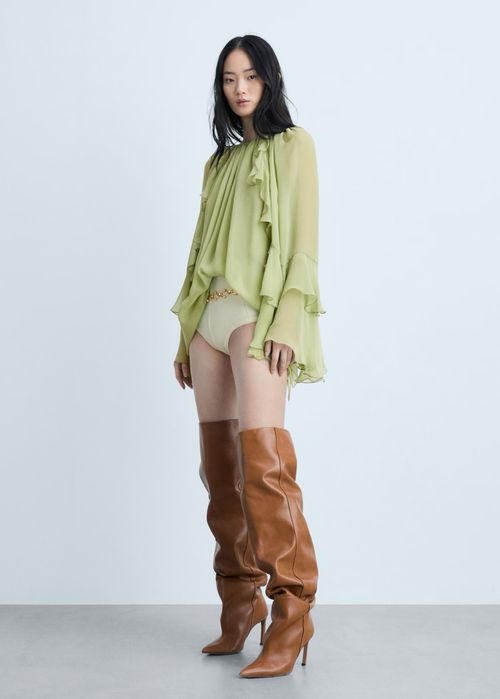 Cizme peste genunchi piele Mango