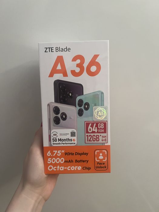 Продам запечатанный zte blade a36
