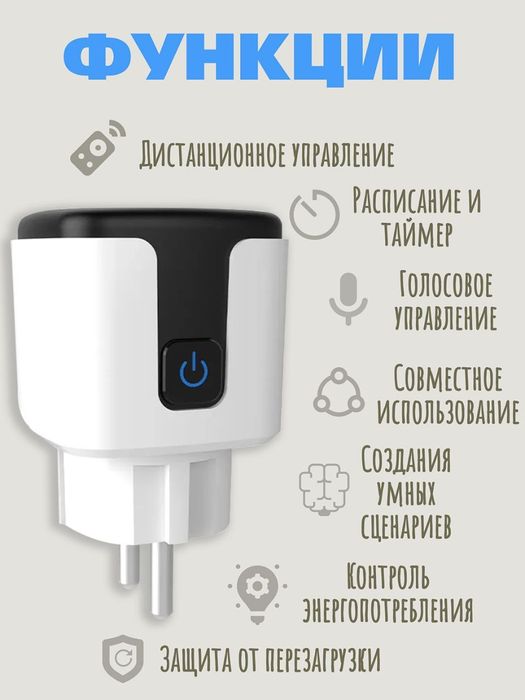 Умная розетка smart plug wifi smart socket