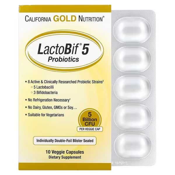 Витамины из Америки / California Gold Nutrition, LactoBif, пробиотики