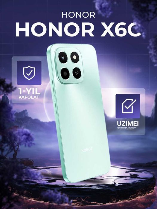 Смартфон Honor X6c, 6+256 ГБ, с 120 Гц экраном, 5300 мА/ч батарея
