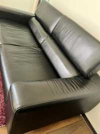 Vand canapea din piele naturala neagra 200x95 cm