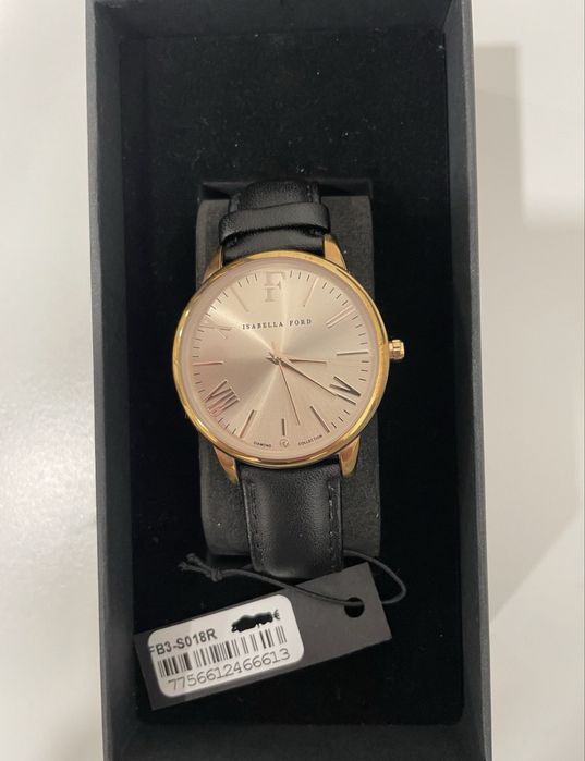 Дамски часовник с диамант и кожена каишка Isabella Ford