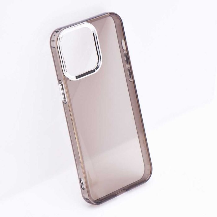 Husa iPhone 16 - 16 Pro - Silicon Fumuriu - Contur Argintiu