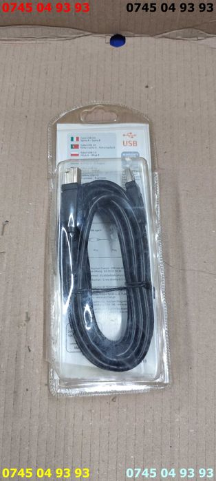 cablu usb 3.0 A-B 3 metri mufa albastra