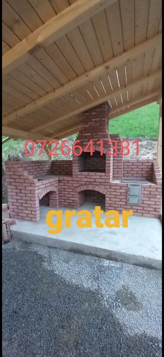 Gratar   rustic de caramida plita cuptor  afumatare si masa de lucru