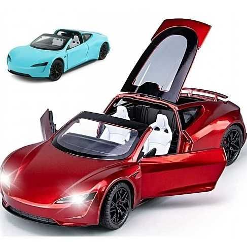 Метална кола макет на Tesla с отварящи врати, светлини и звук