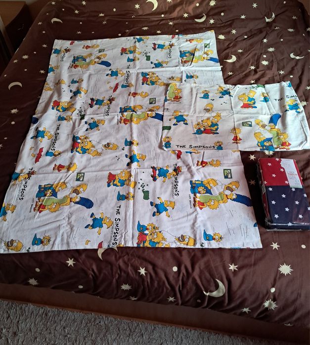 LOT-Lenjerie 130x90/perna 60x40+set nou 2 cearșafuri elastic 140x70cm