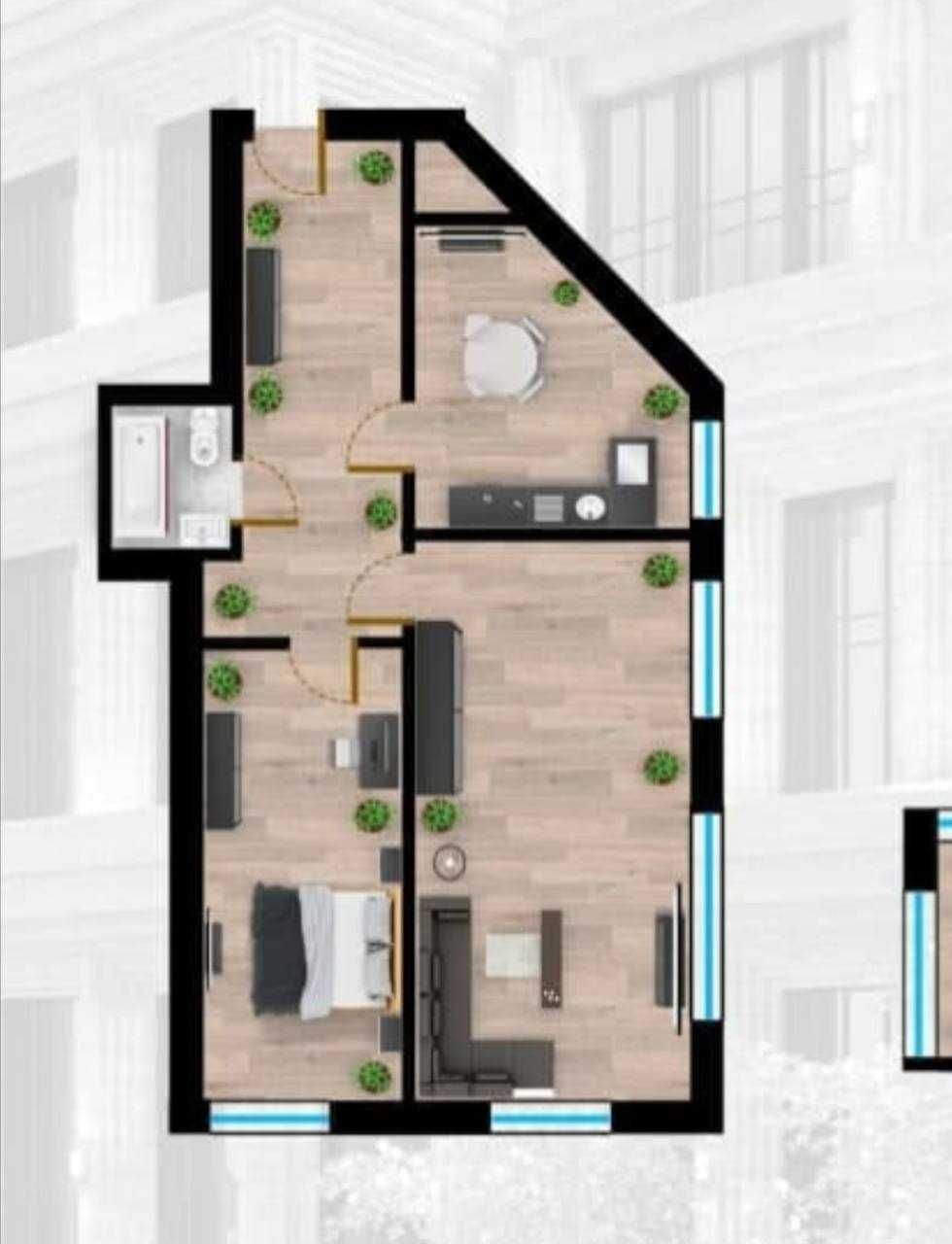 2-х комнатная в ЖК «Sayram Tower» БИЙ  ID: 3718