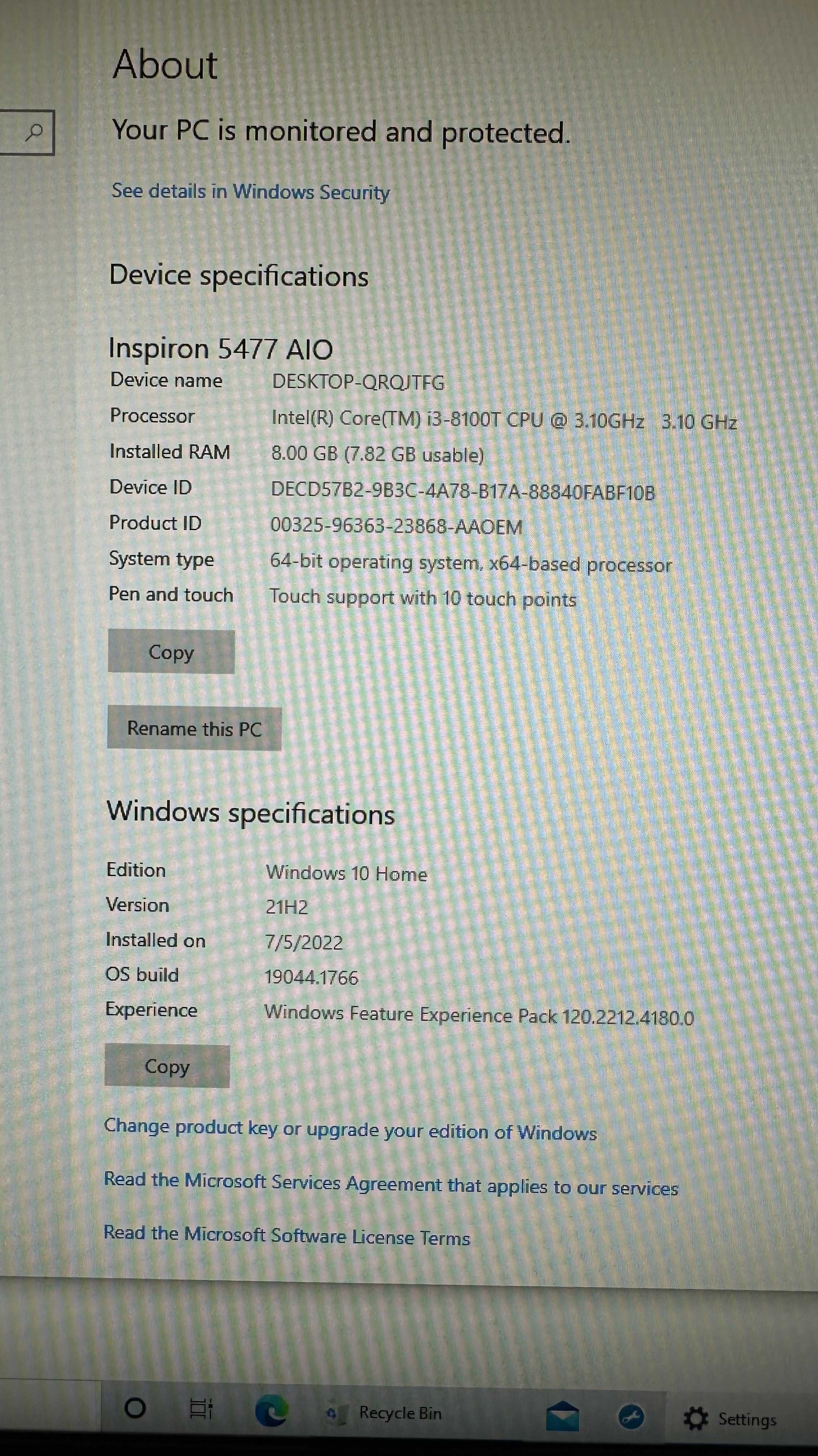 DELL INSPIRON 5477 24'' All in One Touchscreen