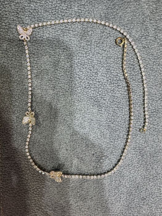 Vand colier tenis cu fluturi placat cu aur