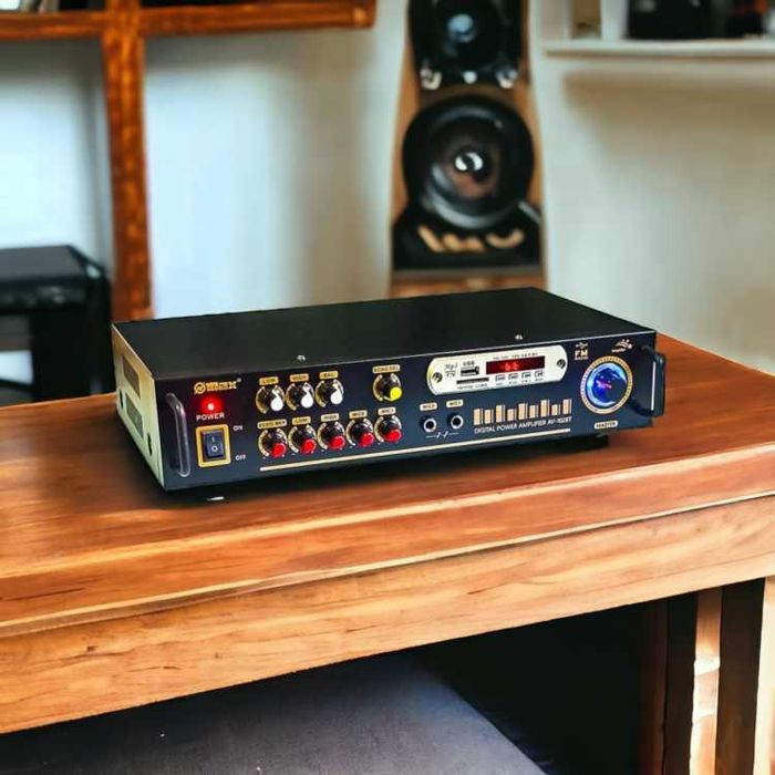 Bluetooth Домашен Усилвател UKC AV-102BT – 2×100W, USB, SD, FM Радио