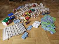 Lot / set trenuri sine lemn Brico / Ikea 2 locomotive electrice