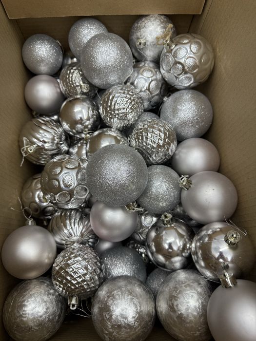 Шары украшения на ёлку серебристого цвета