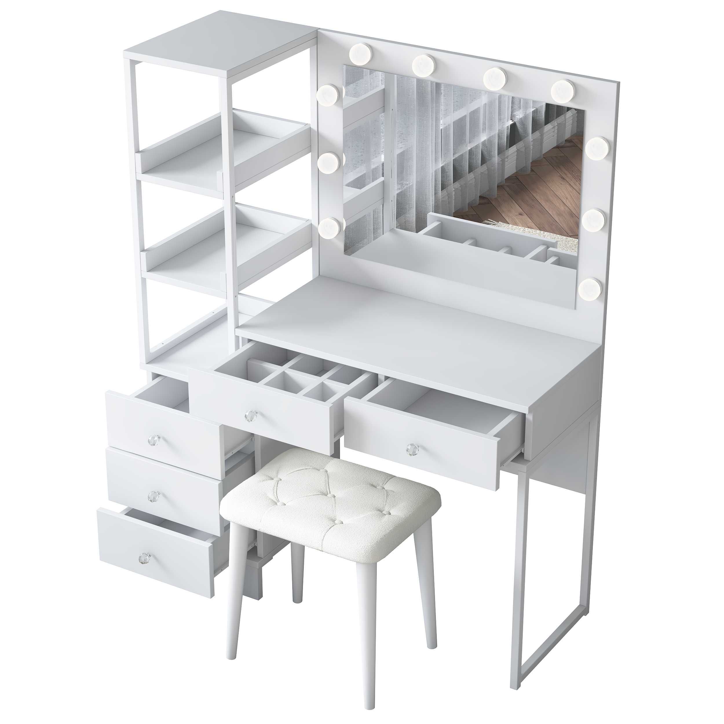 Тоалетка с Огледало и LED Осветление Puzzle-home 3852