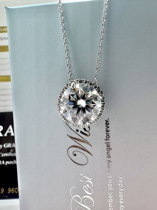 Сребърно колие с мойсанит (Диамант) 5 карата