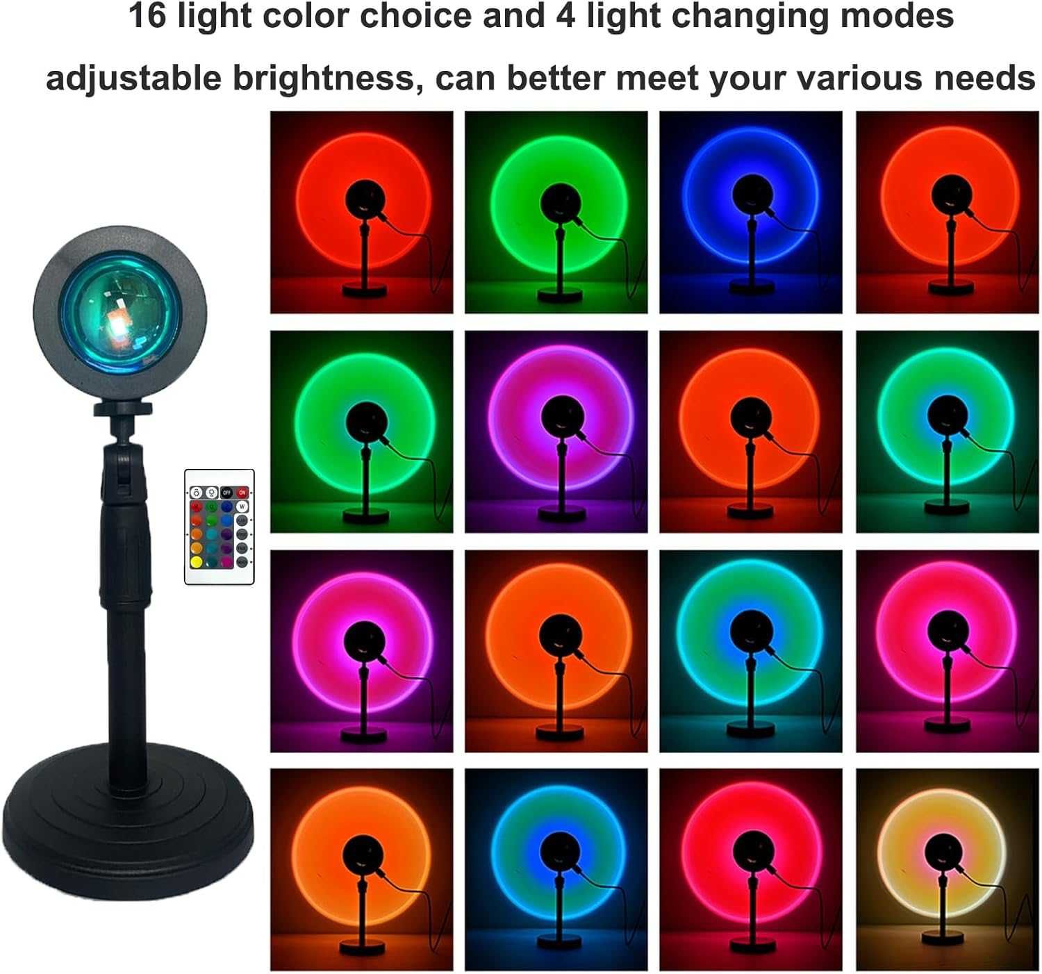 Lampa proiector LED cu simulare apus de soare 16 culori + telecomanda