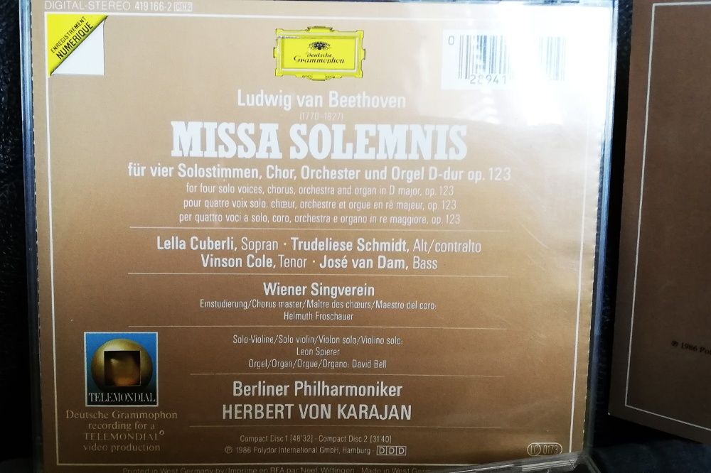 CD Muzica Clsica Beethoven-Missa Solemnis-H.Von Karajan.