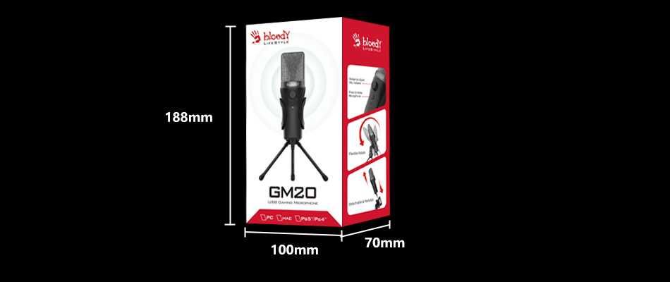 Bloody GM20 BLACK Gaming Microhon USB конденсаторный Микрофон