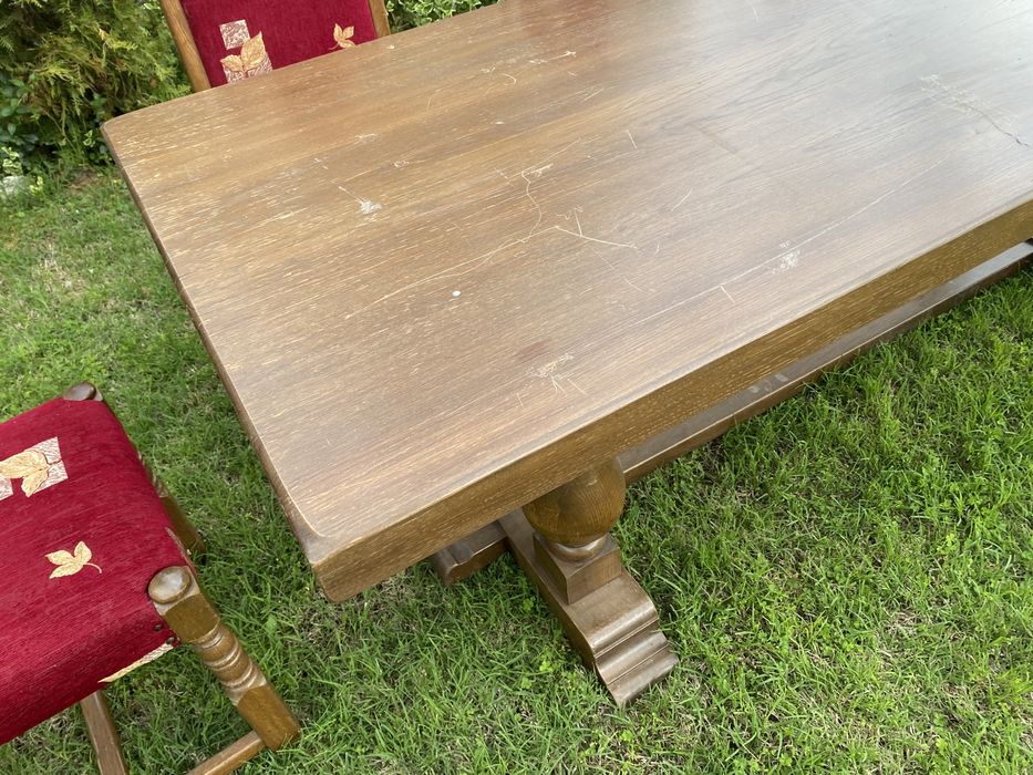 Френска трапезна маса от масивен дъб 210/90/ 74 + 4 стола