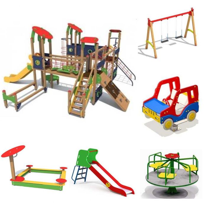МАФы Игровые Уличные Комплексы Детские Площадки. Качели Карусели Горки