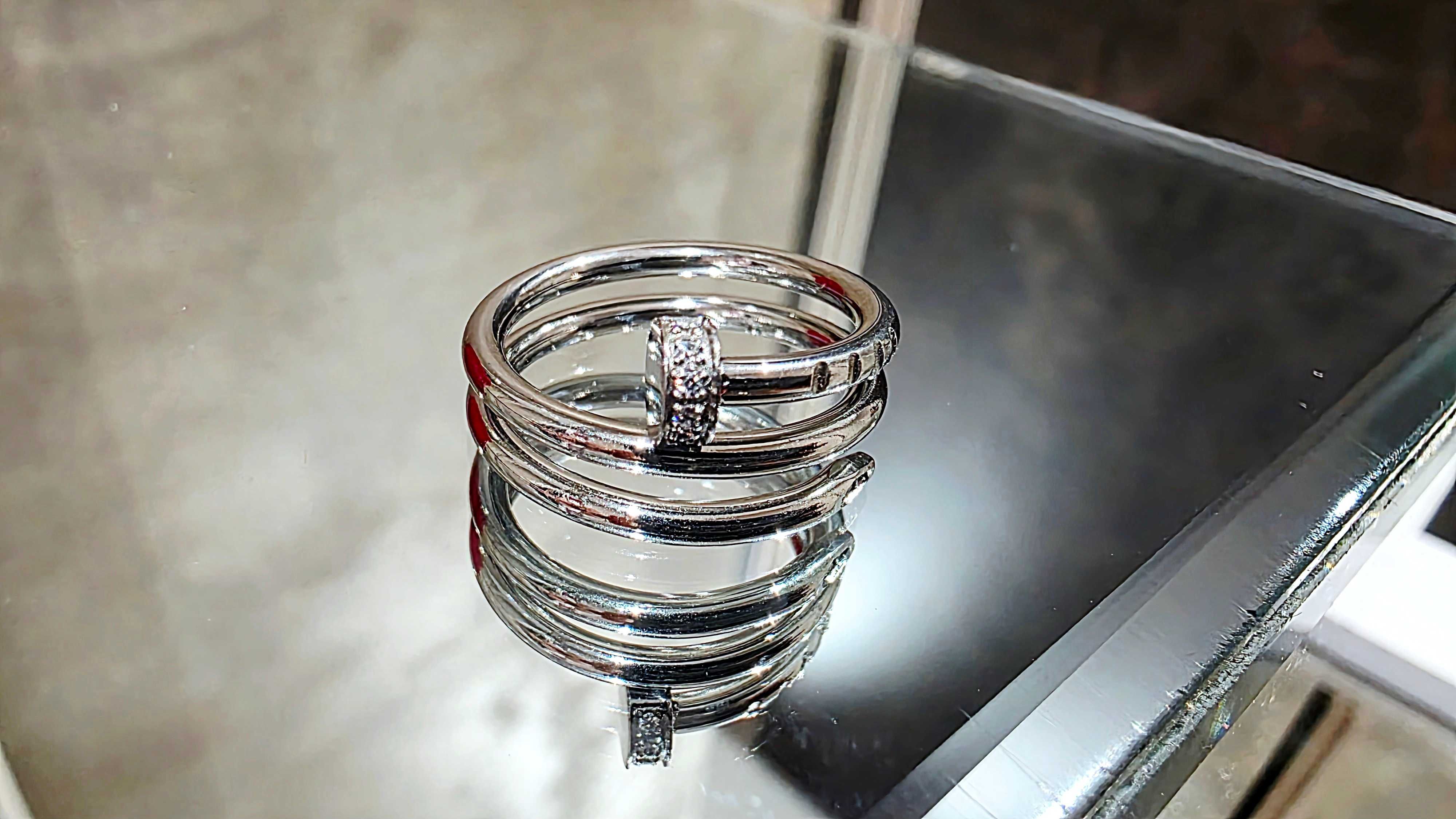 CARTIER Nail Juste un Clou Double White Gold Diamonds Пръстен Пирон