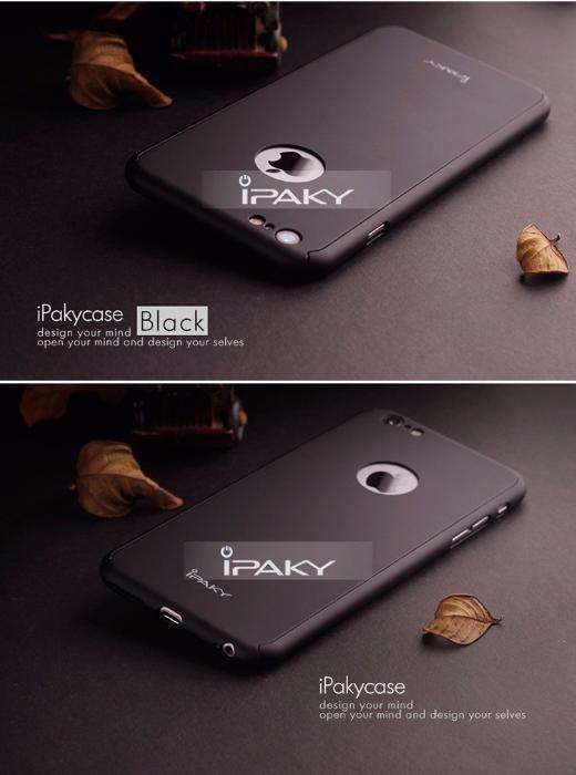 Husa 360º iPaky pentru iPhone 6/6S cu folie de protectie - Negru