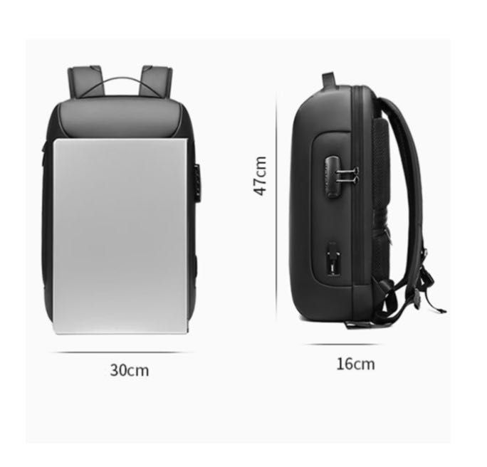 Rucsac laptop impermeabil multifunctional, 15.6 in,30x16x47 cm, Negru