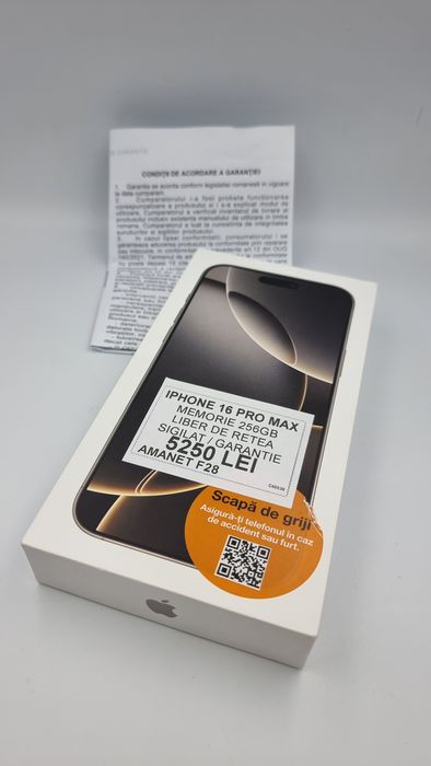 Amanet F28: Telefon Iphone 16 Pro Max NOU