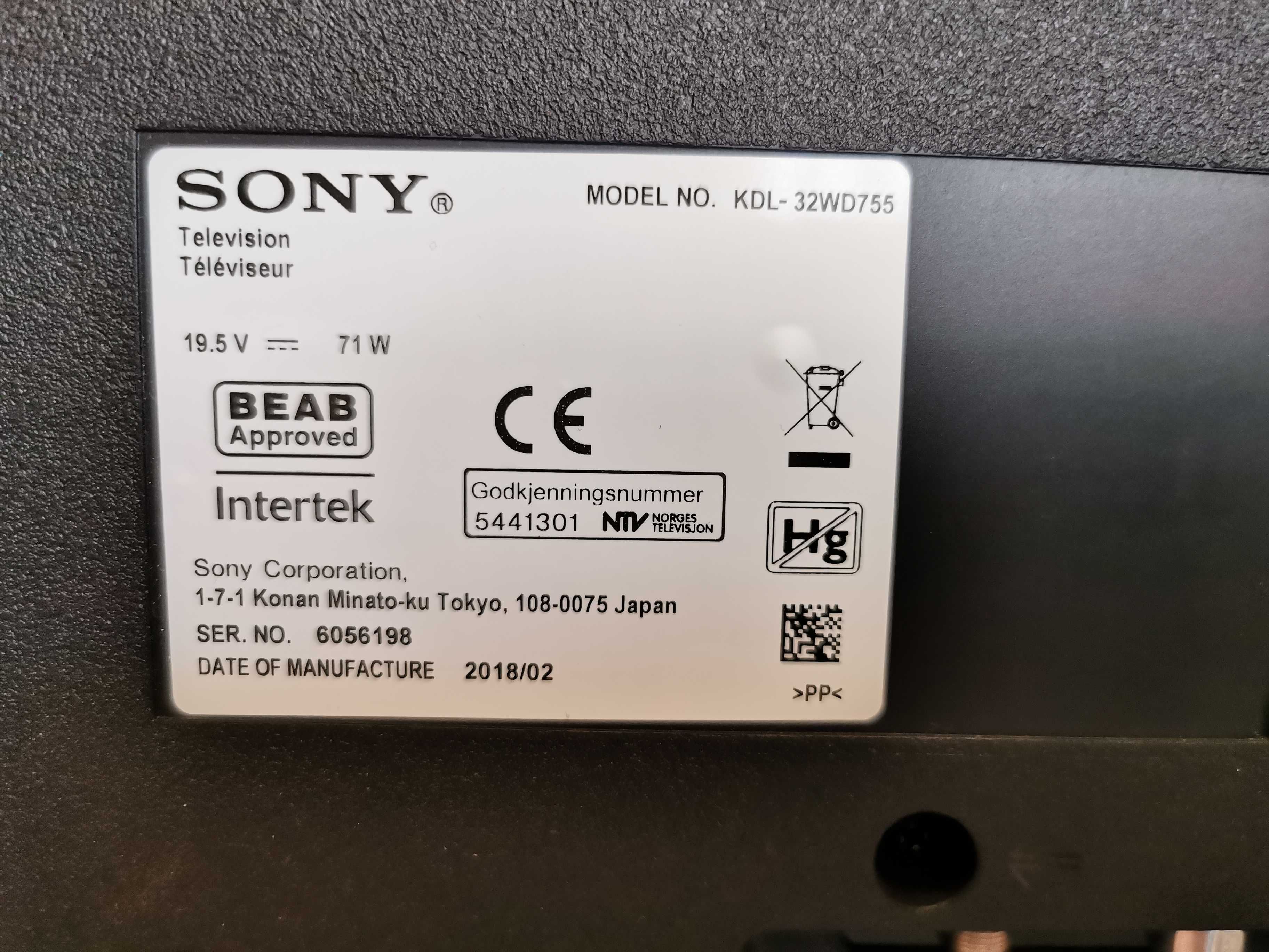 Телевизор Sony Bravia 32" (81cm) Smart Led Full HD 1920 x 1080  pixels