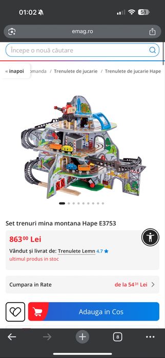 Set Trenuri Mina montană Hape 4 niveluri-Stare impecabila