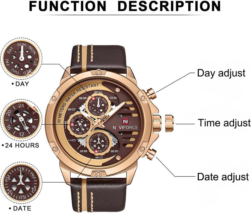 Ceas militar sport NAVIFORCE pentru bărbați,quartz,nou