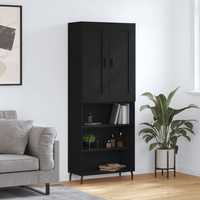 vidaXL Висок шкаф, черен, 69,5x34x180 см, инженерно дърво 3200082