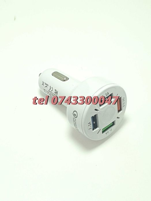 Incarcator Universal Masina Auto 4 Porturi Bricheta Usb Qc Fastcharge