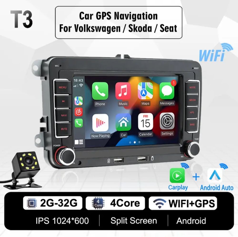 Navigatie Android VW Volkswagen T5 Passat b6 b7 CC Skoda Seat Carplay