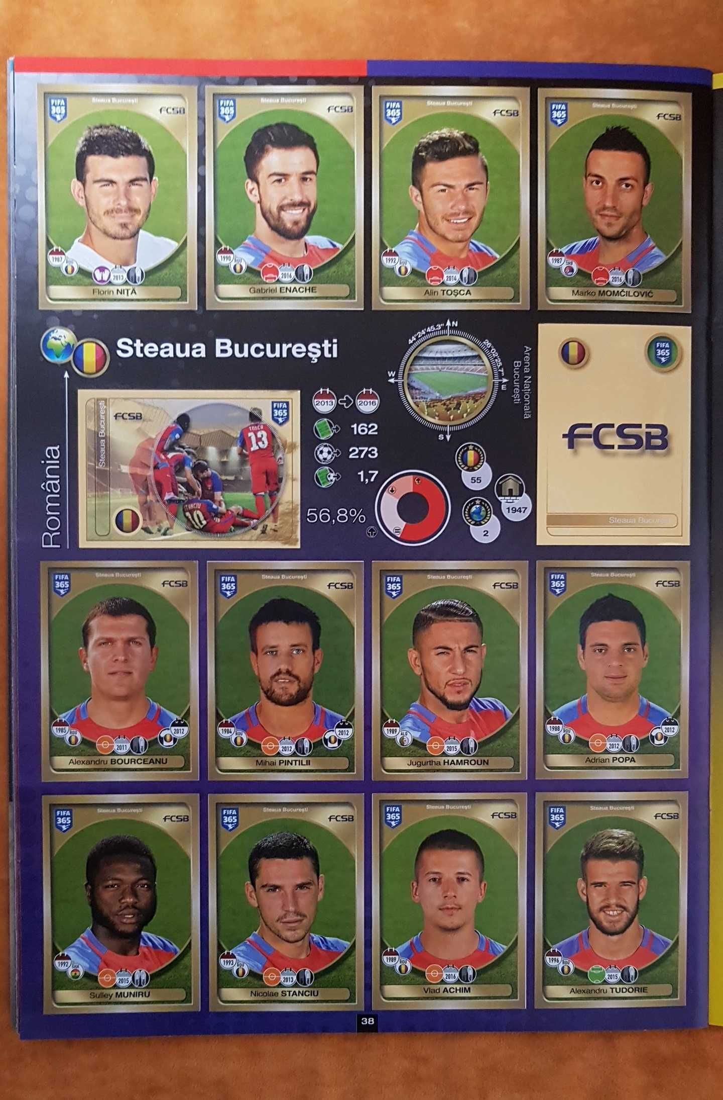 Album complet Panini FIFA 365 2017 cu echipa Steaua Bucuresti (FCSB)