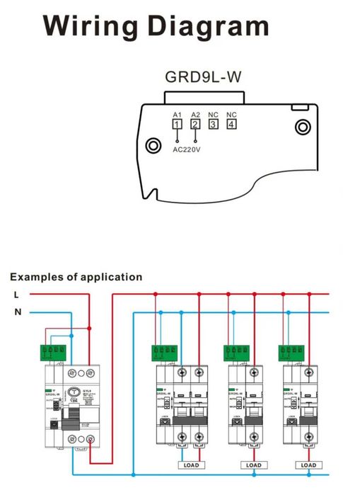 Дефектнотокова защита GRD9L-W+GYL9 MCB/RCCB/RCBO WiFi 220V 2P 63A 30mA