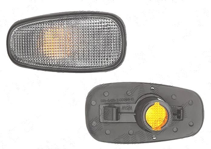 Semnalizare laterala Opel Astra G 01.1909, Frontera B 2003, Speedster (E01) 07.2005, Zafira 01.1905; fata, stanga = dreapta, ECE, soclu bec inclus, alb, carcasa neagra, bec WY5W, 09120467, 1713400, Depo