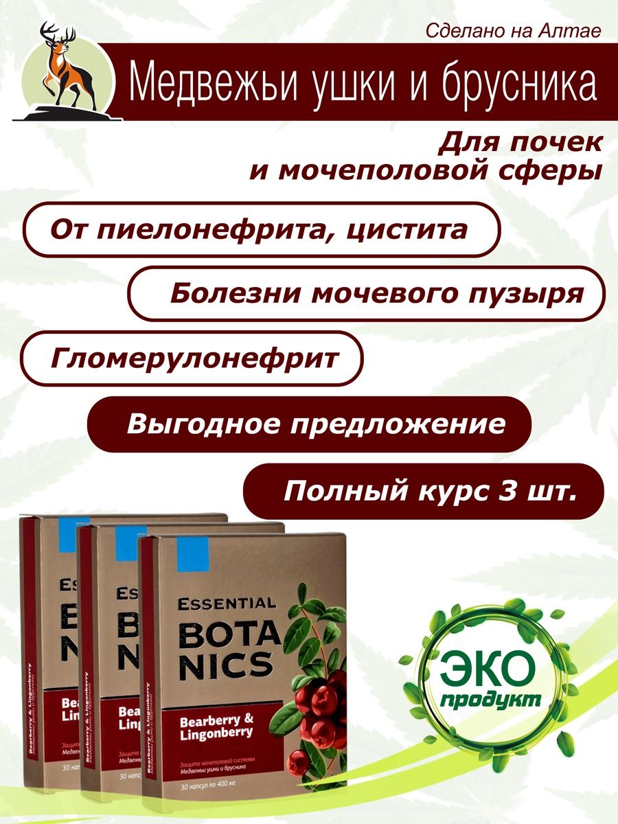 Медвежьи ушки и брусника - Essential Botanics от почек