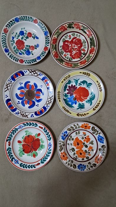 6 farfurii vechi, traditionale romanesti , de perete