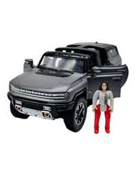 Masina metalica Hummer EV cu figurina,Sunete si lumini 16cm, Gri