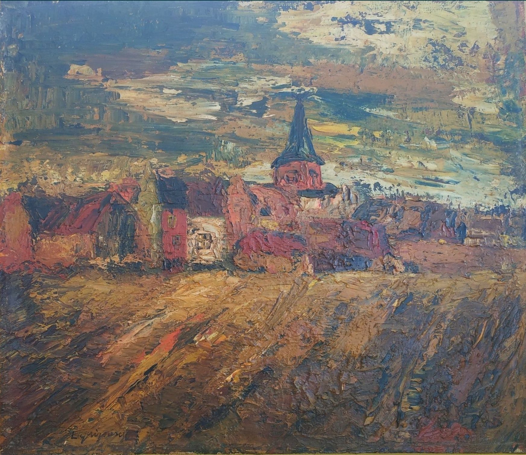 Lucian Grigorescu, Ulei pe carton, Semnat, Dimensiuni 35 x 41 cm