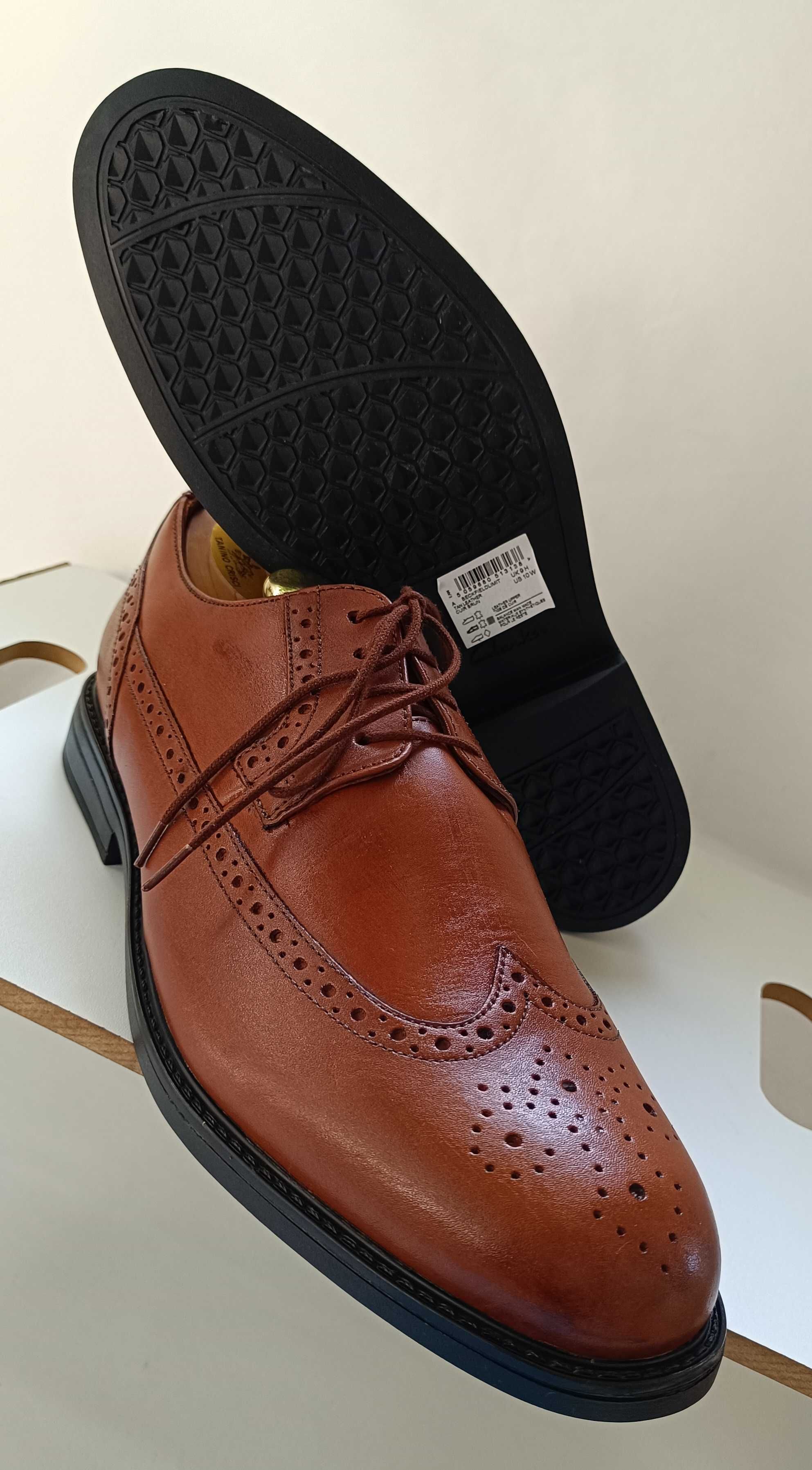 Pantofi derby 43 brogue premium Clarks NOI piele naturala moale